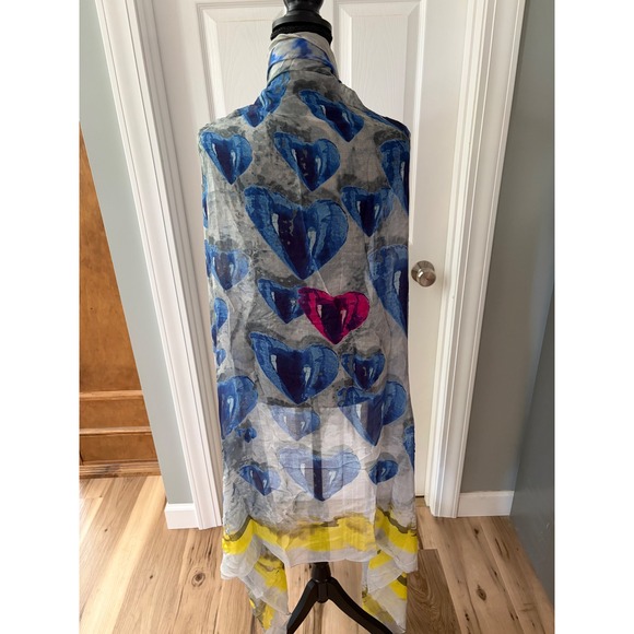 Yigal Azrouel Accessories - Yigal Azrouel Resort 2014 Blue Grey Print Eyelash Fringe Scarf Wrap